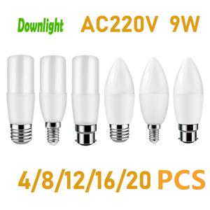 LED 캔들 램프, 방 장식 조명, 가정 사무실용 전구 봄빌라, AC 220V 램프, 9W E27 E14 B22, 4-20 개