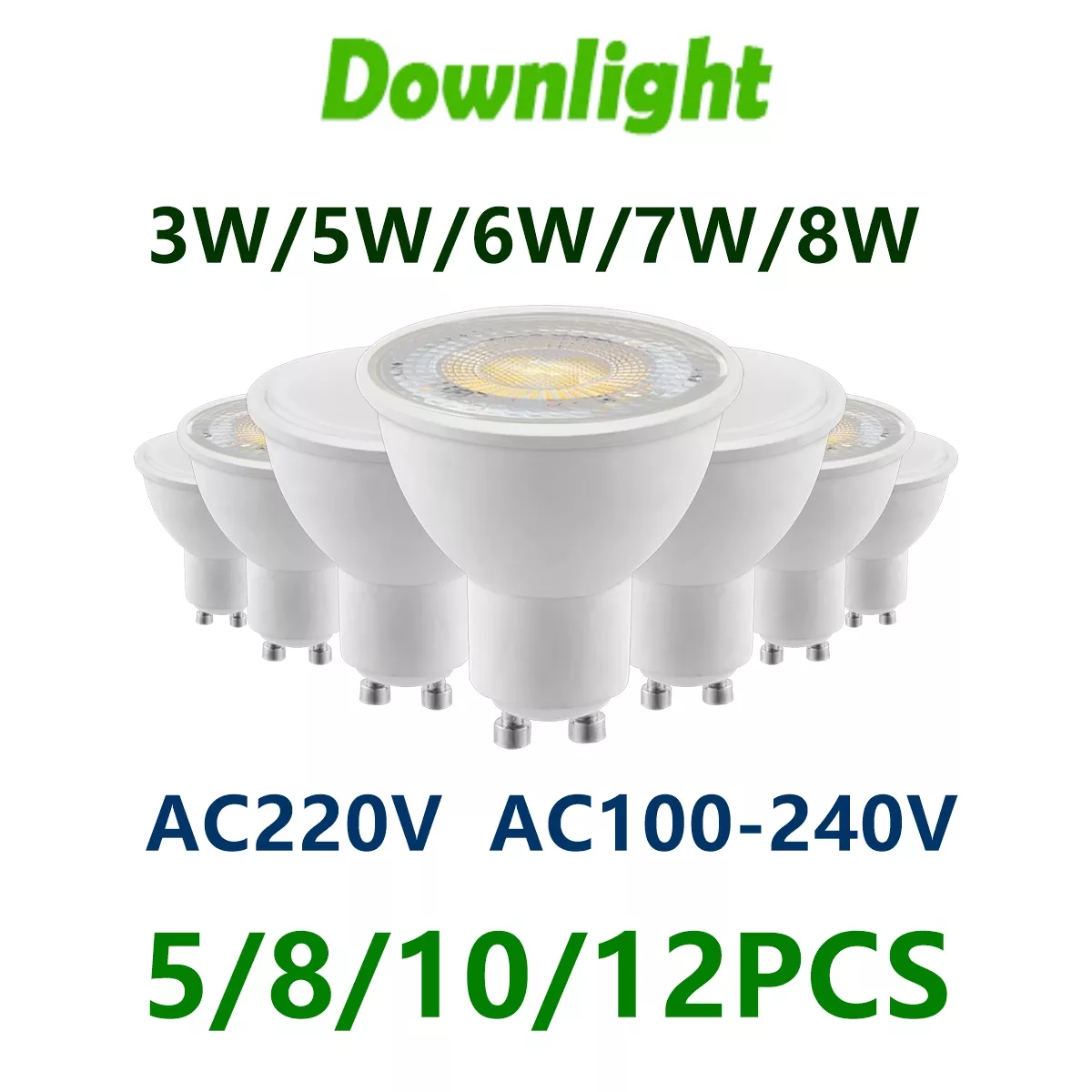 LED 스포트라이트, 에너지 절약 전구, 50W 할로겐 램프 교체 가능, GU10 AC220V AC120V, 3W 5W 6W 7W 8W, 5-12 개