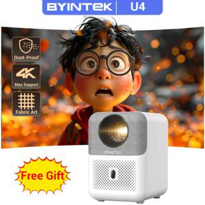 BYINTEK LOVE U4 스마트 미니 홈 시어터 프로젝터, 4K 1080P 비디오, 안드로이드 와이파이, 스마트폰 시네마