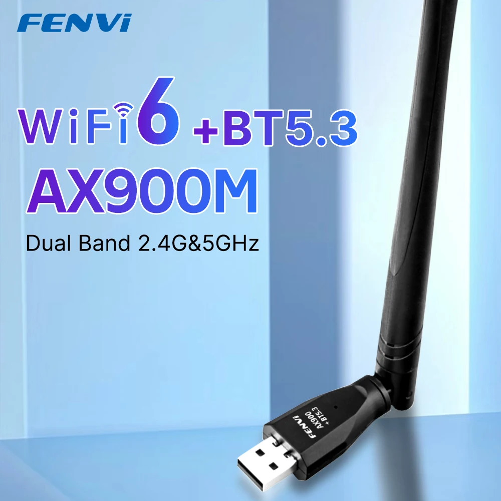 Fenvi USB 동글 블루투스 5.3, USB 무선 어댑터, 듀얼 밴드, 2 인 1, 와이파이 6, 리시버, 2.4G, 5G, PC 노트북용 무료 드라이버, 와이파이 6, AX900