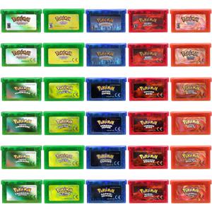 포켓몬 GBA 게임 카트리지, 32 비트 비디오 게임 콘솔 카드, 에메랄드 파이어 레드 리프 그린 루비 사파이어 글리터 라벨, 팬 선물