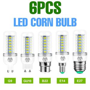 6PCS 220V E27 Led 램프 G9 Led 촛불 전구 E14 옥수수 램프 GU10 Led 3W 5W 7W 9W 12W 15W Bombilla B22 샹들리에 조명 240V