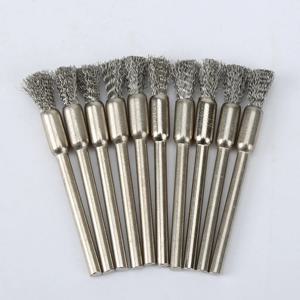 5/10pcs 연필 브러쉬 스테인레스 스틸 마운트 와이어 휠 Mandrel 세트 Dremel 액세서리 로타리 도구 3.17mm 맨드릴 실버