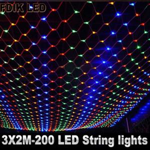 그물 LED 문자열 조명 8 모드 220V 1.5x1.5m 3X2M 2X2M 축제 크리스마스 장식 새해 웨딩 파티 방수