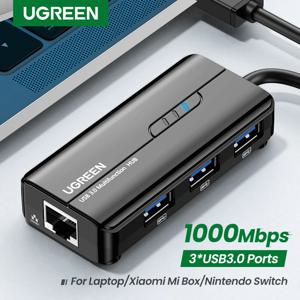 UGREEN USB3.0 이더넷 어댑터 1000Mbps USB RJ45 USB 허브 (노트북 용) Xiaomi Mi Box S/3 Windows 이더넷 허브 USB Lan 네트워크 카드