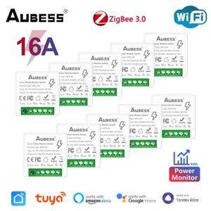 Aubess-Tuya Zigbee 또는 WiFi 스위치 에너지 모니터, 16A 앨리스 알렉사, 구글 홈 스마트 라이프 앱, 전력 모니터링 기능이 있는 2 웨이 모듈