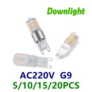 LED 미니 G9 옥수수 조명, AC220V, 3W, 5-20 개, 고휘도, 비스트로브, 따뜻한 백색광, 20W, 50W 할로겐 램프 대체 가능