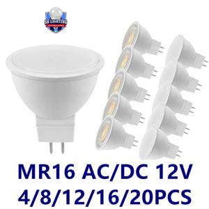 4-20PCS MR16 AC/DC 12V LED 스포트라이트 전구 GU5.3 저압 3W 5W 6W 7W 조명 120 도 38 도 가정용 서재 주방