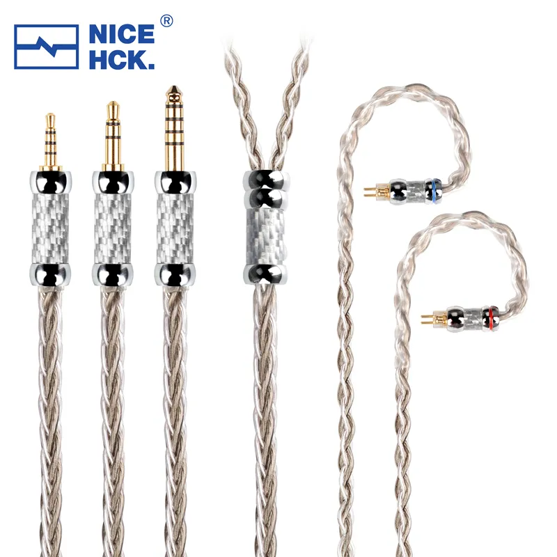 NiceHCK SilverCat 은도금 합금 이어폰 업그레이드 교체 케이블, VERNUS Bravery용, 8 코어, 3.5mm, 2.5mm, 4.4mm, MMCX, 0.78mm 2 핀