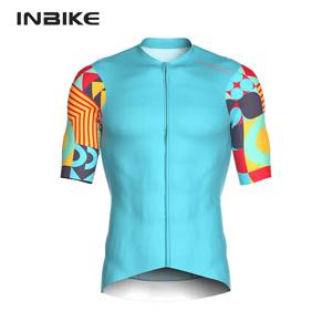 INBIKE 남성용 반팔 사이클링 저지, 속건성 자전거 라이딩 셔츠, 포켓 3 개, 풀 지퍼 MTB 의류, 2024 여름
