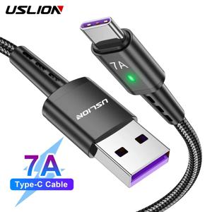 USLION 고속 USB C 타입 케이블, 7A, 고속 충전 데이터 코드 와이어, 맥북, 샤오미, 삼성, 화웨이용 USB C to USB C 케이블