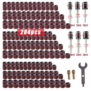 드레멜 샌딩 밴드 비트 샌딩 드럼 키트, 드릴 목공용 샌더 맨드릴, 회전 도구 액세서리, 284 개