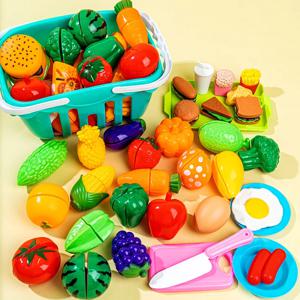플라스틱 주방 장난감 세트, 과일 및 야채 컷, 음식 놀이 하우스 시뮬레이션 장난감, 조기 교육, 여아 및 남아용 선물