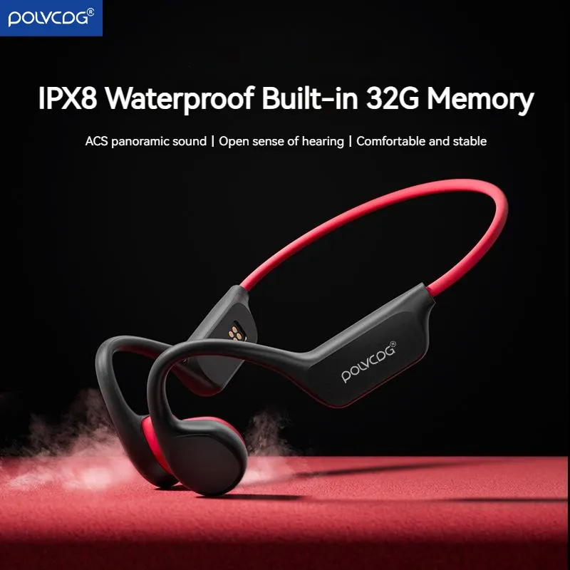 POLVCDG 골전도 헤드셋 X7 IPX8 32GB 메모리 5.3 블루투스 무선 헤드셋, 마이크 포함, 방수 수영, 2023 신제품