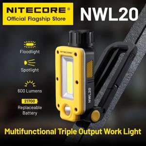 NITECORE USB-C 충전식 작업등, 180 ° 조정 가능한 다기능 트리플 출력 투광 조명, 스포트라이트, 21700 배터리, NWL20