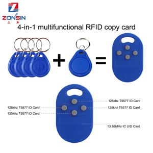 UID 변경 가능한 CUID 복합 키체인 태그, RFID 다중 키포브, 4 in 125khz T5577 EM 쓰기 가능 IC 13.56Mhz M1k S50, 1PCs/로트