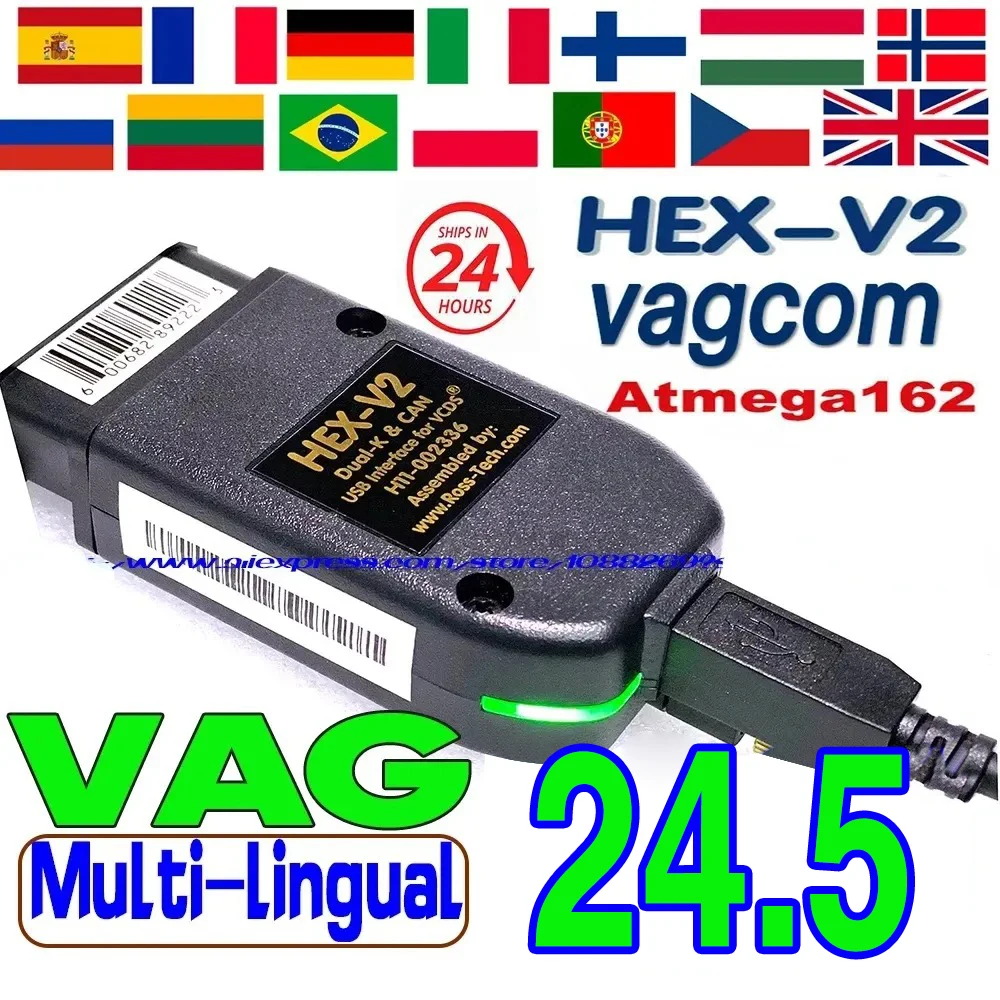 2024 VCDS 인터페이스 VCDSCAN HEX V2 업데이트 24.7, 아우디 스코다 좌석용, 다국어 자동차 오토콤 진단 도구