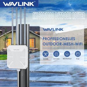 WAVLINK 실내 및 실외 듀얼 밴드 2.4G + 5G AX1800 AX3000 장거리 와이파이 메쉬 익스텐더, 4x 8dBi 고이득 안테나, WiFi6, IP67