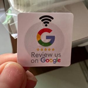 Google NFC 탭 검토 스티커 태그, 30mm 방수, 13.56Mhz, NFC215 접착 라벨, NFC 휴대폰 검토