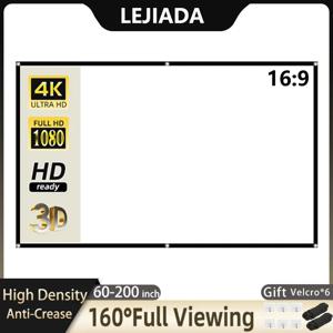 LEJIADA 휴대용 접이식 프로젝터 스크린, 흰색 주름 방지, 60-200 인치, 16:9 소프트 고밀도, 야외 영화