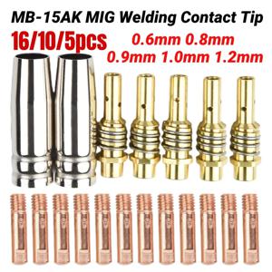 MB15-15AK MIG 용접 접촉 팁, Rilon Riland Jasic 용접용 보호 깍지, 0.6mm, 0.8mm, 0.9mm, 1.0mm, 1.2mm, 16 pc, 10 pc, 5pc