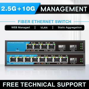 OPTFOCUS 웹 관리 네트워크 스위치, VLAN 2.5gbe RJ45 이더넷 허브, 5 8 포트, 2.5G, 10G, sfp +, Qos 링크 집계