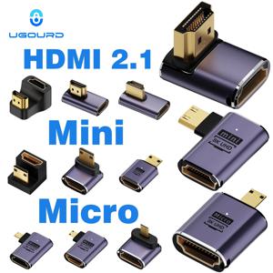 UGOURD 미니 마이크로 HDMI-HDMI 2.1 컨버터 케이블 어댑터, HDTV 프로젝터 PS4 PS5 노트북 PC용, 48Gpbs, 8K60HZ, 4K120HZ, HDMI2.1