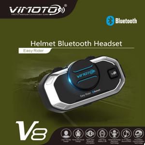 Vimoto 영어 버전 오토바이 BT 인터폰 헬멧 헤드셋, 오토바이 스테레오 헤드폰, 인터콤, GPS, 양방향 라디오, V8
