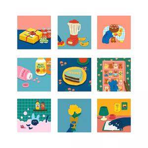 한국산 귀여운 고양이 장식 카드, 사각형 메트로페 장식 엽서, 다기능 포스터, 노트북 사진 소품, 방 벽 스티커