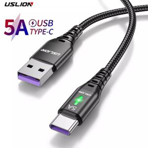 USLION 5A USB C 타입 케이블, 휴대폰 고속 충전 데이터 코드, 삼성 S23, 샤오미 13 12 프로, 포코 원플러스 11, 리얼미 1M 2M 3M