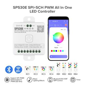 올인원 LED 컨트롤러 와이파이 알렉사 구글 홈 BT 5CH PWM SPI 픽셀 LED 스트립 라이트, SP530E, WS2811, WS2812B, SK6812, FCOB, 5V-24V