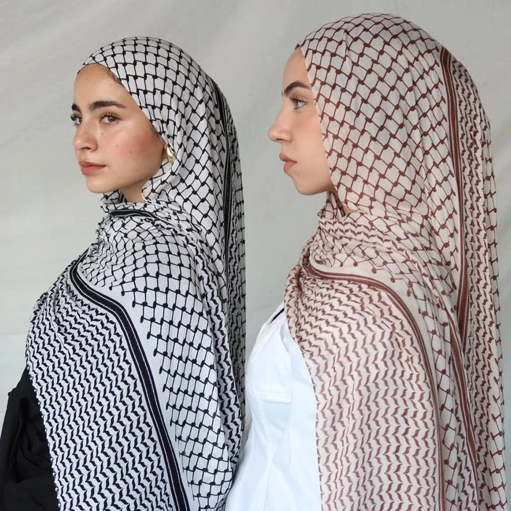 라마단 프린트 쉬폰 머리 스카프, 중동 두바이 튀르키예 머리띠, 무슬림 여성 히잡, 이슬람 패션 스카프, 여성 긴 터번