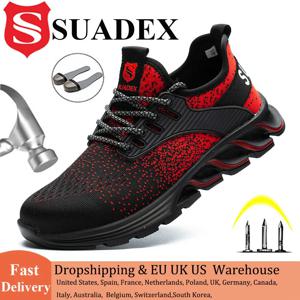 SUADEX 남성 및 여성용 경량 안전화, 스틸 토 부츠, 파괴 불가 작업화, 통기성 복합 신발, EUR 사이즈 37-48
