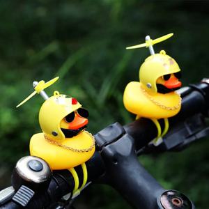 작은 노란색 자전거 오리 자전거 벨, 노란색 에어스크류 헬멧, 덕 덕 바이크 바람 오토바이 라이딩 사이클링 액세서리