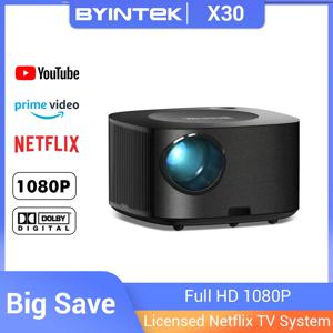 BYINTEK X30 업그레이드 1080P 풀 HD 라이센스 넷플릭스 TV 시스템 AI 자동 초점 돌비 스마트 와이파이 LCD LED 비디오 홈 시어터 프로젝터