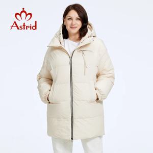 Astrid 여성용 루즈 미드 롱 패션 다운 재킷, 플러스 사이즈 파카 후드, 심플 캐주얼 품질 재킷, 겨울 의류, 신상