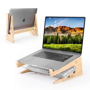 맥북 프로용 나무 노트북 스탠드, 범용 컴퓨터 스탠드, 책상 수직 노트북 거치대, 맥북 에어용 나무 노트북 라이저