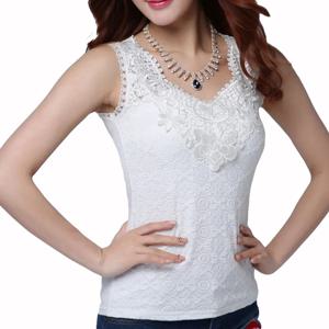 Women's Sexy Blouse Shirt 여름 우아한 민소매 White Black Crochet 레이스 Shirt 탑 대 한 Woman 캐주얼 Blusas Vest Camisa new