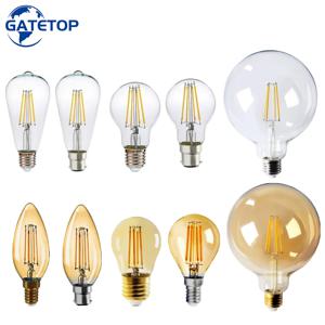 LED 유리 필라멘트 조명, 에디슨 E27 E14 B22 램프, AC220V 전구, C35 G45 A60 ST64 G80 G95 G125 유리 전구, 빈티지 캔들 라이트