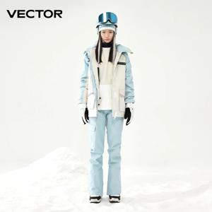 VECTOR 남녀공용 겨울 스키 슈트 세트, 따뜻한 방수 재킷 및 바지, 야외 스키 자전거 캠핑 2023