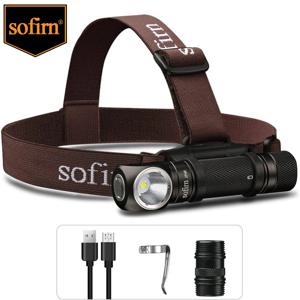 Sofirn SP40 LED 헤드램프, 18650 C 타입 충전식 헤드라이트, 18350 손전등, 전원 표시기 자석 테일 포함, XPL2 1200lm