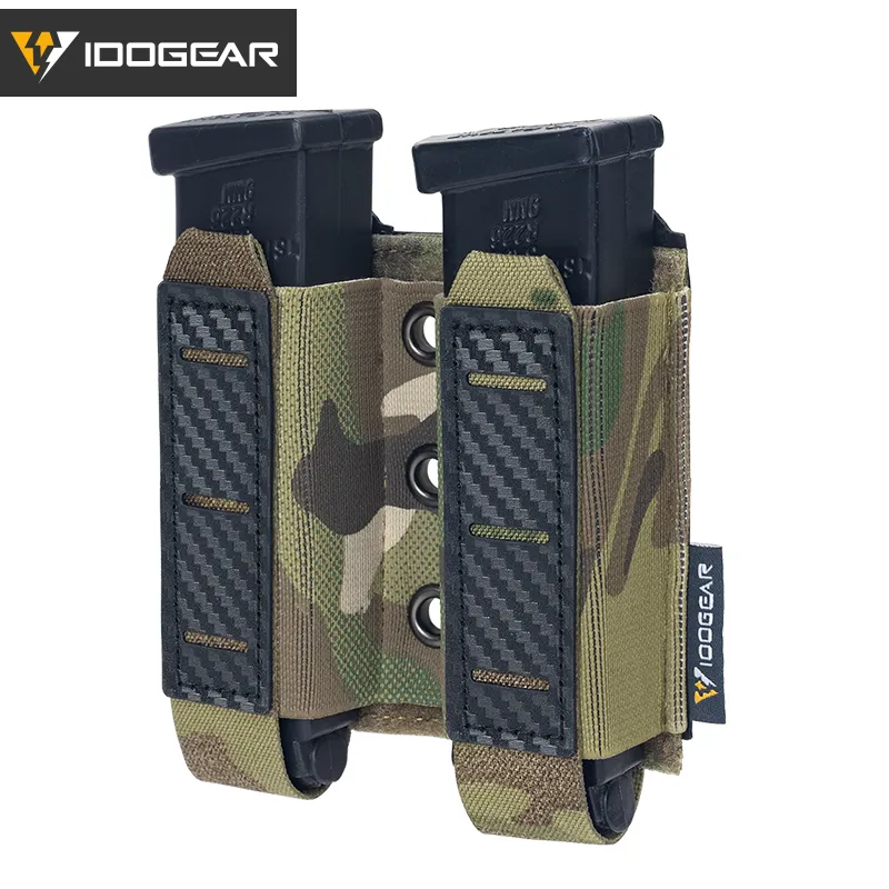 IDOGEAR 전술 맥 파우치, 이중 맥 캐리어, 탄소 섬유 MOLLE 파우치, 카모 3590, 9mm