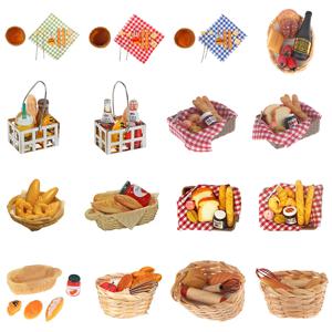 인형 집 미니어처 빵 바구니 시뮬레이션 음식 모델 장난감, 인형 집 장식, 미니 빵 인형 집 음식 장난감, 1:6, 1:12