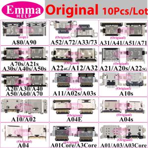 EmmaHelp 10 개 마이크로 USB 커넥터 충전기 핀 C타입 삼성 A12 A10s A21s A11 A01Core A02s A03s A04s A04e A10s A20s A30s A50s A70s A22 A32 5G A31 A21 A51 A71 A70 A50 A32 A52 A72용 정품 충전 포트