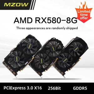 MZOW 컴퓨터 게임용 그래픽 카드, AMD Radeon RX 580, 8G GDDR5, 256 비트, 2048SP, PCI Express, 3.0 × 16 GPU, RX 580, 8GB 비디오 제공