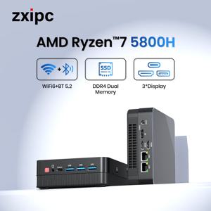 ZXIPC AMD Ryzen7 5800H 4800H 4500U 미니 PC 컴퓨터 게임용 포켓 듀얼 LAN 와이파이 6 BT 5.2 Ryzen5 5500U 5825U NUC 오피스 DDR4 NVMe