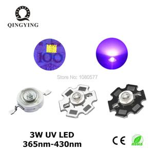 3W 고전력 LED 다이오드 UV 보라색 빛 칩, 365nm 385nm 395nm 400nm 405nm 430nm 네일 건조기 통화 식별 DIY