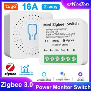 Tuya ZigBee 스마트 스위치 전원 모니터, 스마트 라이프, 와이파이 DIY 모듈, 타이머, 릴레이 자동화, 알렉사, 얀덱스, 앨리스, 구글과 함께 작동, 16A
