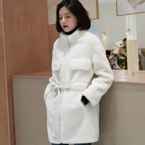 Tcyeek 여성용 중간 길이 양모 재킷, 합성 모피, 올인원 2024 자케타 여성 코트, 겨울