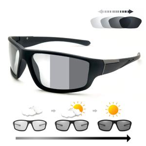 남녀공용 광변색 선글라스, 무광 블랙 스포츠 고글, 색상 변경, 자전거 라이딩 2024 선글라스